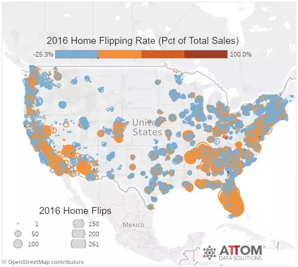 2016 home flipping rate courtesy ATTOM Data Solutions
