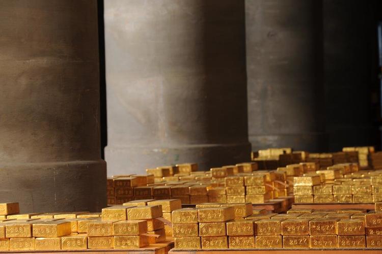 US Assay Office gold bars at the Banque de France gold vaults in Paris